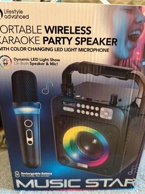 Music Star Portable Wireless Karaoke Speaker - Black